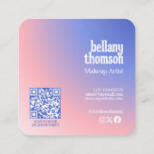 Modern Blue Pink Gradient Monogram Makeust Artist Quadratische Visitenkarte (Rückseite)