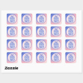 Modern Blue Pink Gradient Monogram Makeust Artist Quadratischer Aufkleber (Blatt)