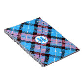Modern Blue Pink Kariert Tartan Monogram Script Na Notizblock (Rechte Seite)