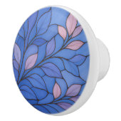 Modern Blue Pink Leaf Ceramic Pull Keramikknauf (Rechts)