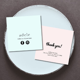 Modern Blue Pink Social Media Folgen Sie mir Quadratische Visitenkarte