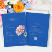 modern blue pink wedding Website QR Code Einladung
