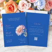 modern blue pink wedding Website QR Code Einladung