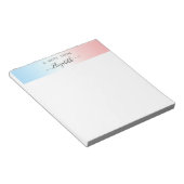 Modern Blue Pink White Gradient Black Script Name Notizblock (angewinkelt)