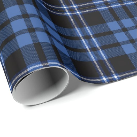 Modern Blue Plaid Pattern Geschenkpapier (Rolleneckpunkt)