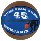 Modern Blue Player Team Name Number Basketball (Vorderseite)
