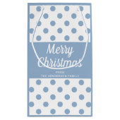Modern Blue Polka Dots Christmas Kleine Geschenktüte (Rückseite)