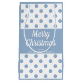 Modern Blue Polka Dots Christmas Kleine Geschenktüte (Vorderseite)