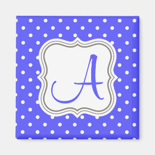 Modern blue polka dots monogramm Anfangsname Magnet