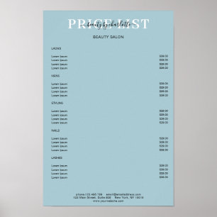 Modern Blue Price List Poster
