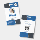 Modern Blue Professional Employee Photo ID Ausweis (Vorder- & Rückseite)