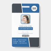 Modern Blue Professional Employee Photo ID Ausweis (Vorderseite)