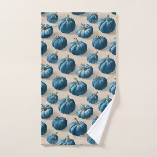 Modern Blue Pumpkin Fall Design Badhandtuch Set (Handtuch)