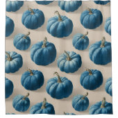 Modern Blue Pumpkin Fall Design Duschvorhang (Vorderseite)