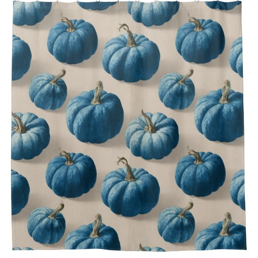 Modern Blue Pumpkin Fall Design Duschvorhang (Vorderseite)