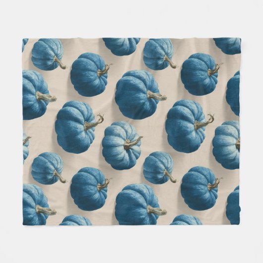 Modern Blue Pumpkin Fall Design Fleecedecke (Vorderseite (Horizontal))