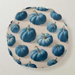 Modern Blue Pumpkin Fall Design Rundes Kissen