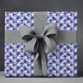 Modern Blue Purple Geometric Love Heart Pattern Geschenkpapier