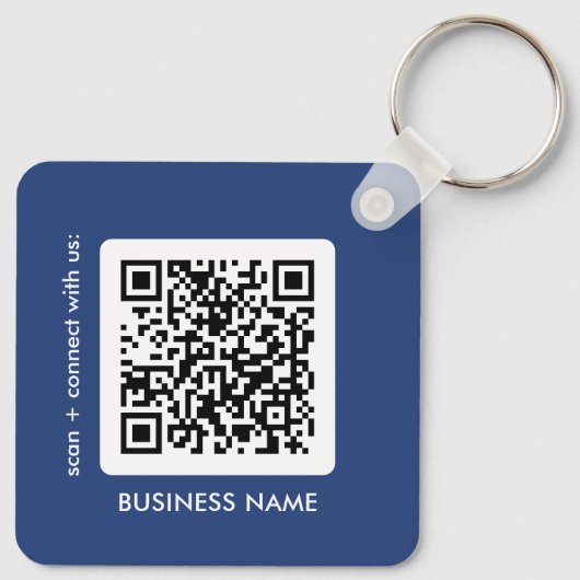 Modern Blue QR Code Logo Schlüsselanhänger (Rückseite)