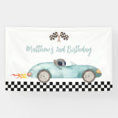 Modern Blue Race Car Birthday Banner (Horizontal)