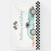 Modern Blue Race Car Birthday Banner (Vertikal)
