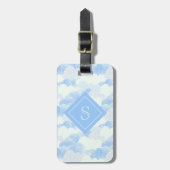Modern Blue Rain Clouds Monogram Personalisiert Gepäckanhänger (Vorderseite vertikal)