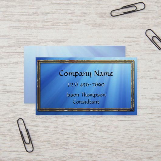 Modern Blue Rays Gold Frame Visitenkarte (Vorderseite/Rückseite Beispiel)