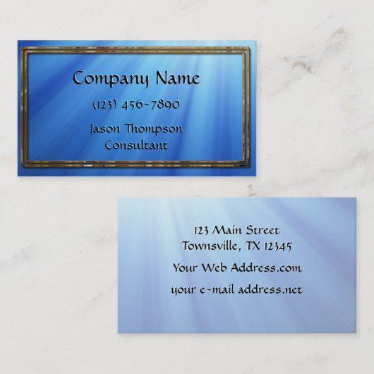 Modern Blue Rays Gold Frame Visitenkarte (Vorne/Hinten)