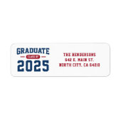 Modern Blue Red Abschluss Rücksendeadresse (Vorne)