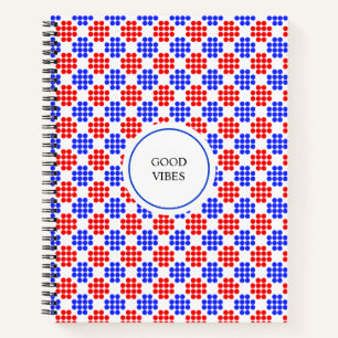 Modern Blue Red Dotted Diamonds on White Notebook Notizblock
