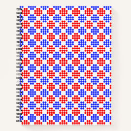 Modern Blue Red Dotted Diamonds on White Notizblock