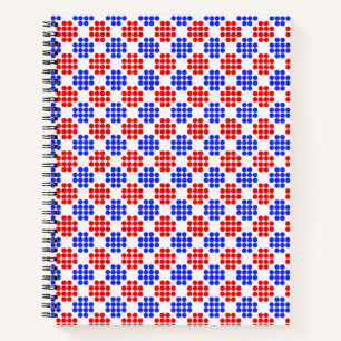 Modern Blue Red Dotted Diamonds on White Notizblock