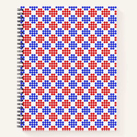Modern Blue Red Dotted Diamonds on White Notizblock (Vorderseite)