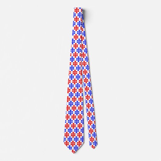 Modern Blue Red Dotted Pattern on White Neck Tie Krawatte (Vorderseite)