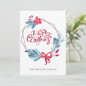 Modern Blue Red Geometric Rahmen Weihnachten (Stehend Vorderseite)