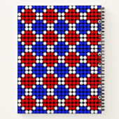 Modern Blue Red White Dotted Diamonds on Black Notizblock (Rückseite)