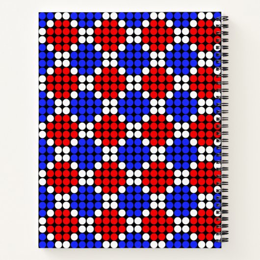 Modern Blue Red White Dotted Diamonds on Black Notizblock (Rückseite)