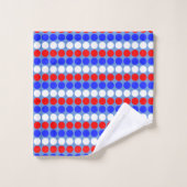 Modern Blue Red White Stripes auf Sky Blue B Badhandtuch Set (Waschlappen)