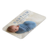 Modern Blue Religious Cross Boy Baptism Foto Magnet (Linke Seite)