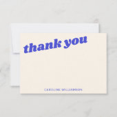 Modern Blue Retro Baby Shower Personalized Name Dankeskarte (Vorderseite)