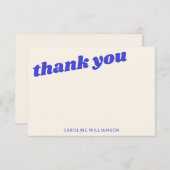 Modern Blue Retro Baby Shower Personalized Name Dankeskarte (Vorne/Hinten)