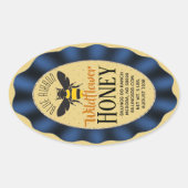 Modern Blue Ribbon Gold Honey Jar Stickers (Vorderseite)