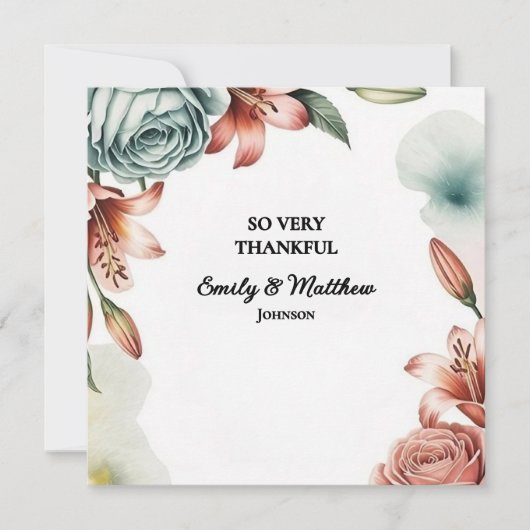 Modern Blue Rose Designer Danke Karte (Vorderseite)