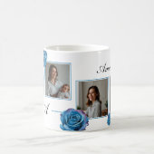 Modern Blue Rose Monogram Foto Collage Custom Mama Kaffeetasse (Mittel)