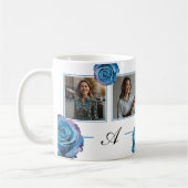 Modern Blue Rose Monogram Foto Collage Custom Mama Kaffeetasse (Links)
