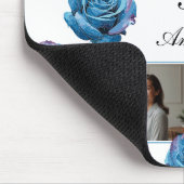 Modern Blue Rose Monogram Foto Collage Custom Mama Mousepad (Ecke)