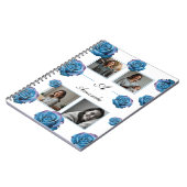 Modern Blue Rose Monogram Foto Collage Custom Mama Notizblock (Linke Seite)