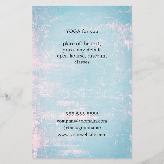 Modern Blue Rose Scratches Yoga Instructor Flyer (Hinten)