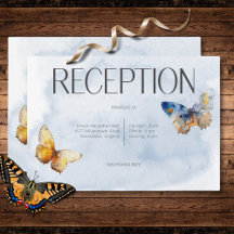 Modern Blue Rust Watercolor Butterfly Empfang