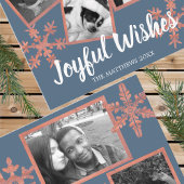 Modern Blue Rustic Snowflake 4 Foto Weihnachten Postkarte